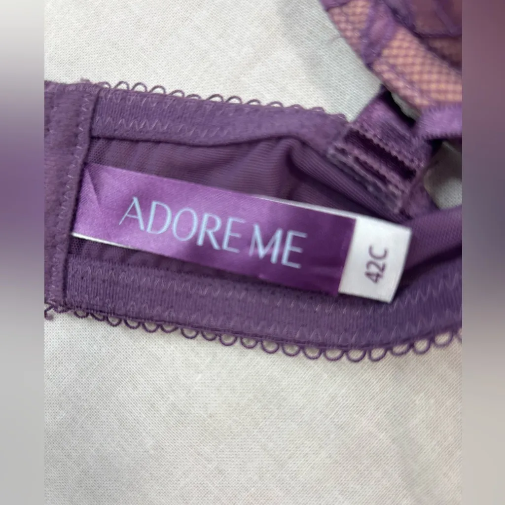 Adore Me 42C Purple Burgundy Lace Corset Underwire Bra - Image 7