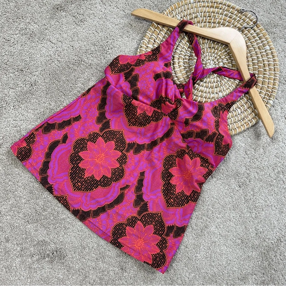 Prana Women’s Tankini Swim Top Babydoll Manori Pink Racerback in Multicolor M - Image 2