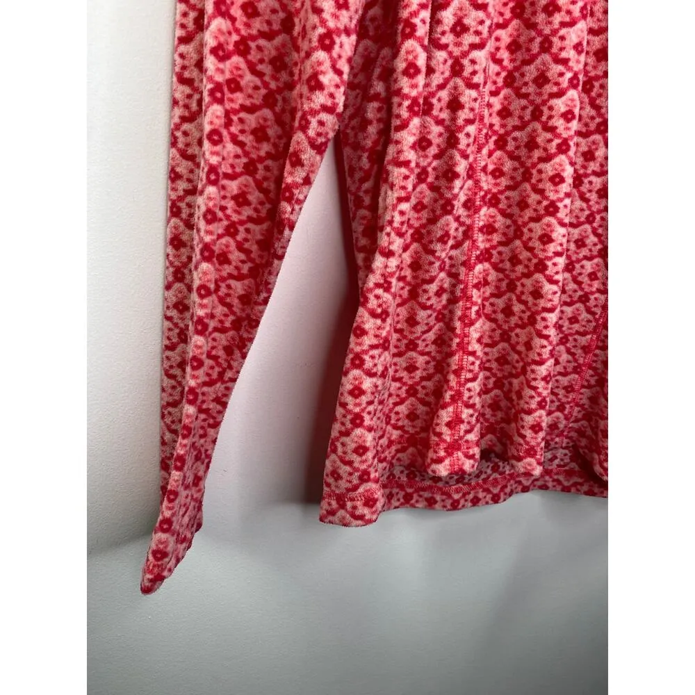 Columbia Pink Red Printed 1/4 Zip Long Sleeve Pullover Women's Size Medium M - Image 3