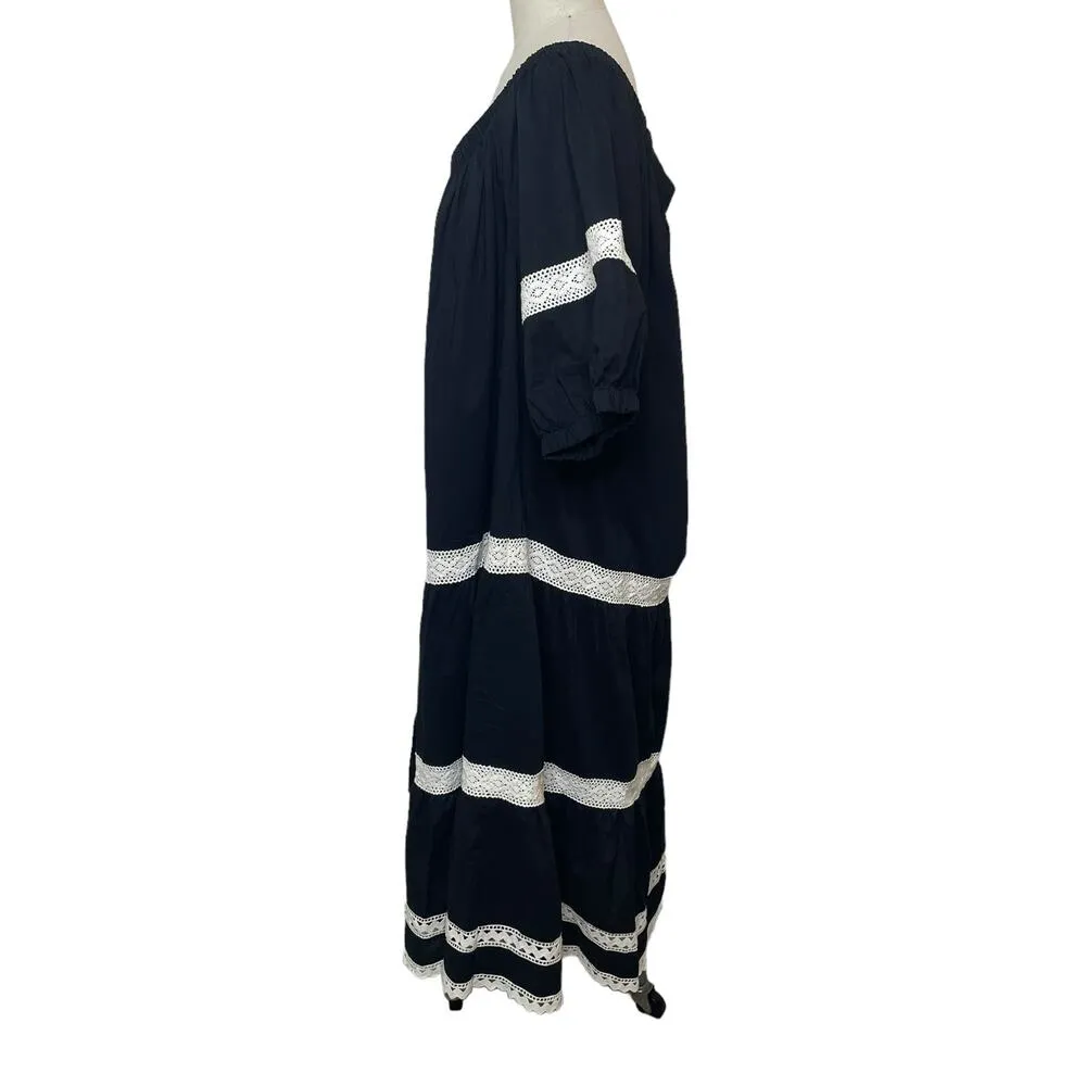 NWT Broom Street X Kate Spade Poplin Off Shoulder Dress Black & White Size XXL - Image 7