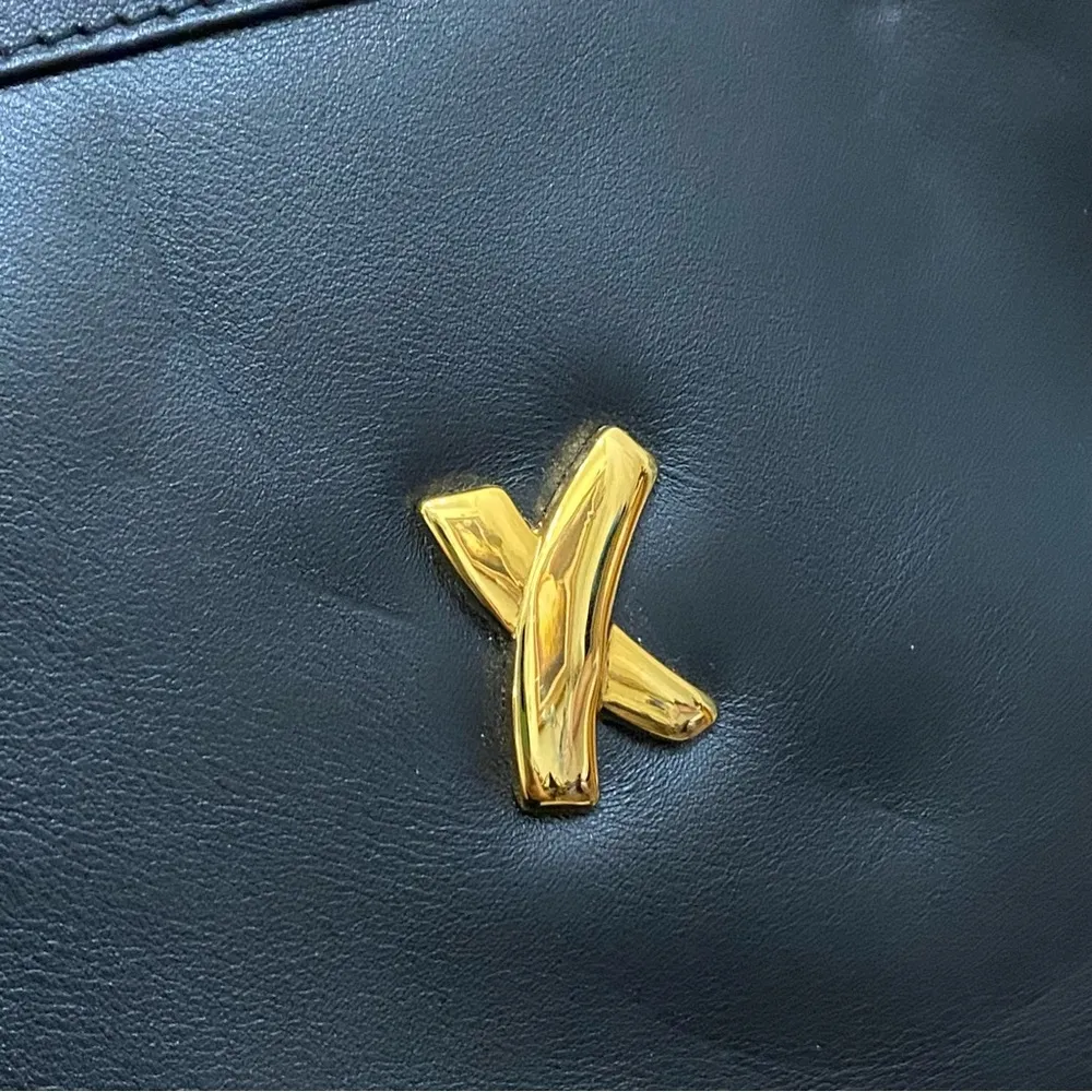 Vintage PALOMA PICASSO Italian Black Leather Gold Chain Handle Shoulder Bag - Image 15