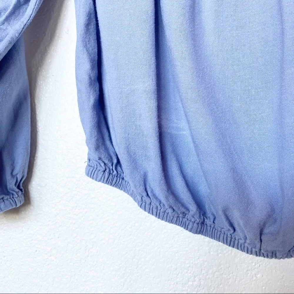 Brandy Melville Off the Shoulder Blue Top One Size - Image 4