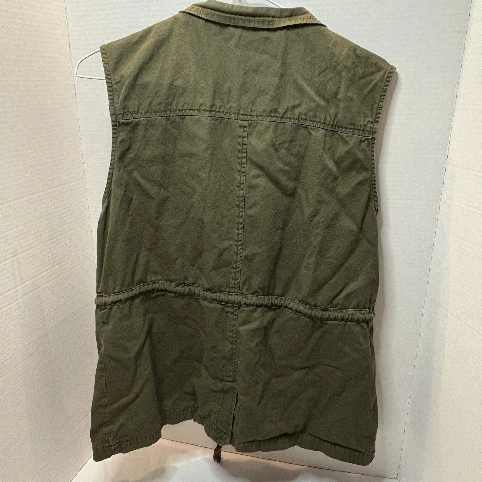 C’esttoi Women’s Vest Green Size Large 100% Cotton Full Zip Pockets - Image 5