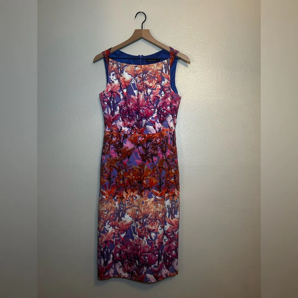 Black Halo Shanna Sheath‎ Mini Dress Fuchsia Floral - Image 2