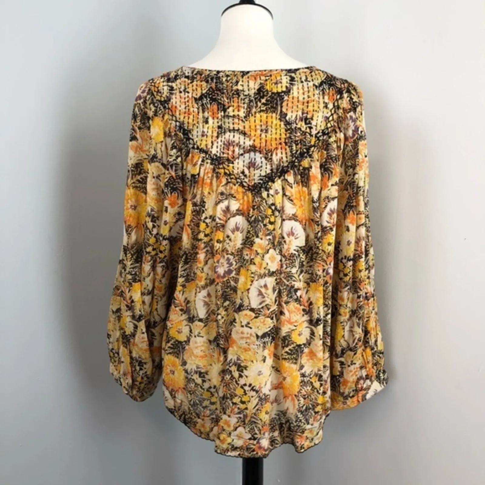 Free People Boho Floral Cool Meadow Printed Top in Midnight Combo Medium NEW - Image 7