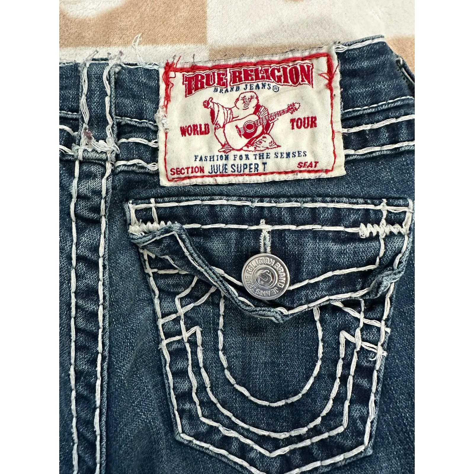 Vintage Y2K‎ True Religion Julie T White Stitching Low Rise Skinny Jeans Size 26 - Image 13