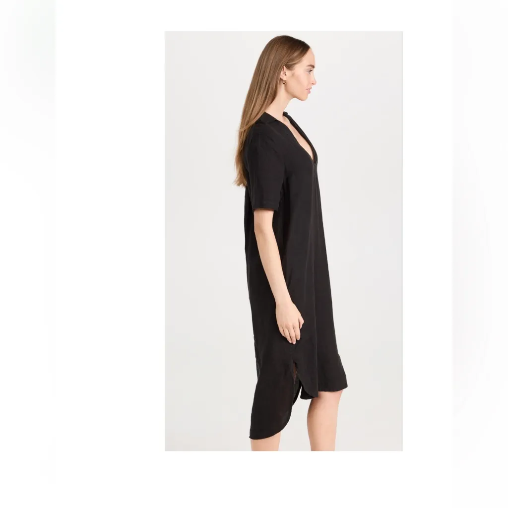 James Perse Linen Open Henley Shirt Dress - Image 4