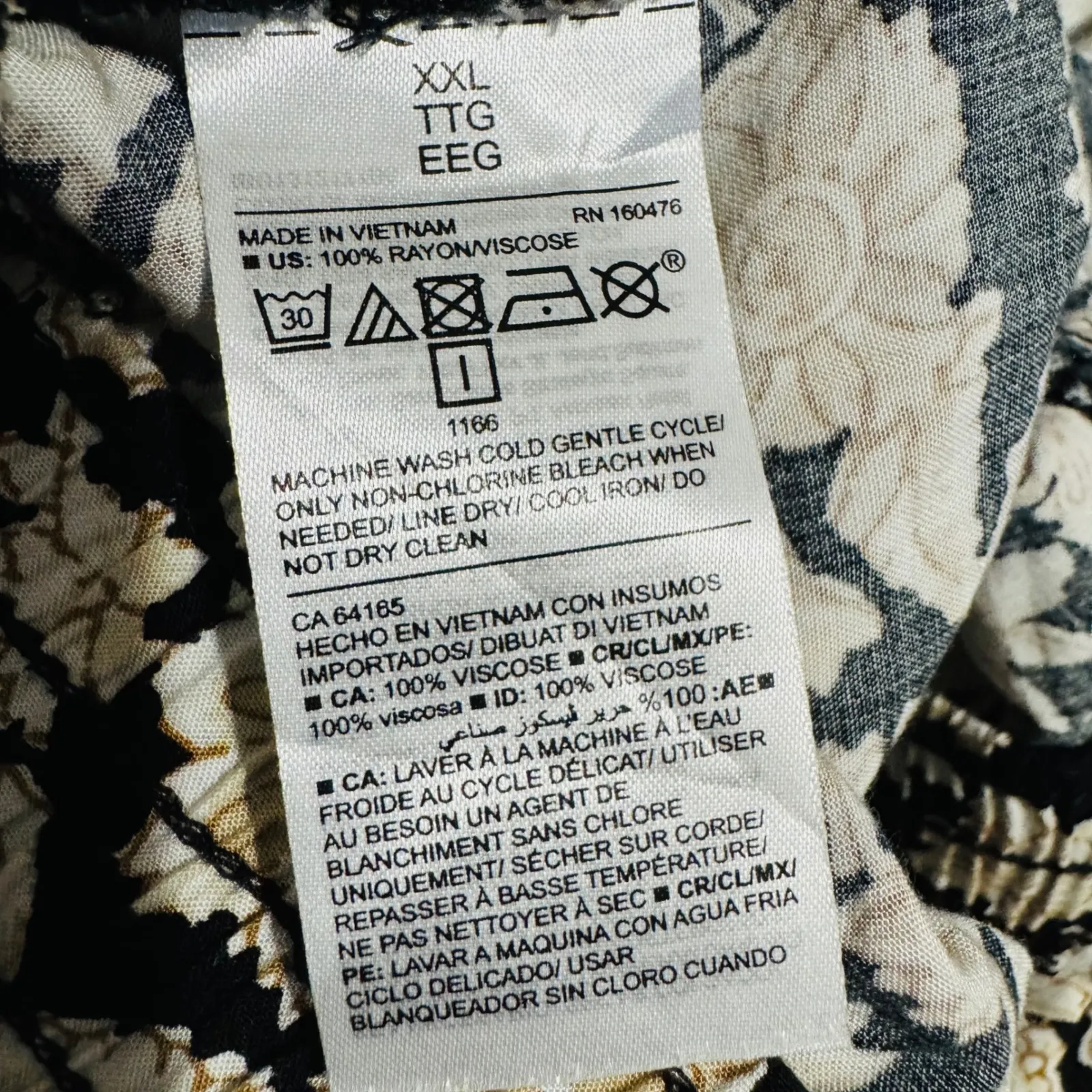 Old Navy Womens Pants XXL Black Tan Floral Print Elastic Waist Cropped Casual - Image 6