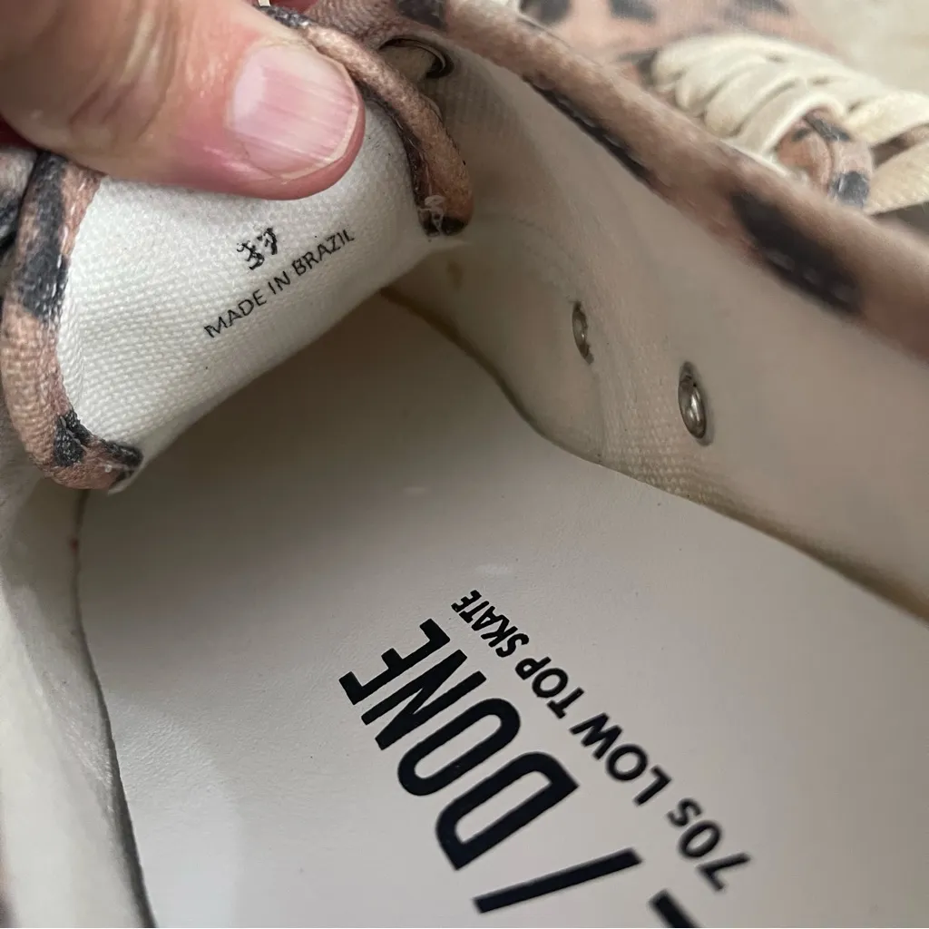 RE/DONE Low Top Skate Sneakers Faded Leopard Print Canvas Size 37 Pre Owned - Image 9