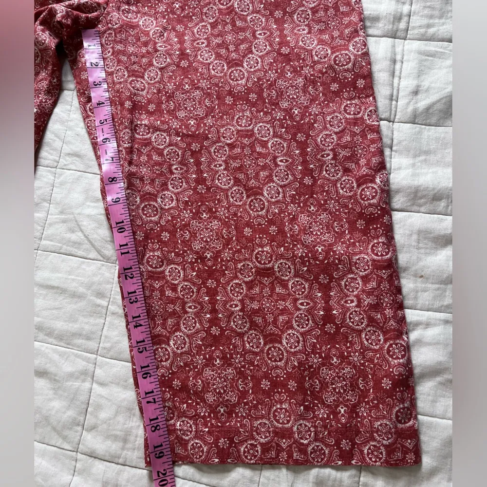 Fat Face Red Paisley Linen Wide Leg Cropped Jumpsuit Cowgirl Western Boho - 12 R - Image 8