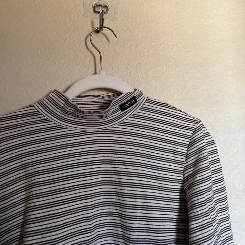 Stussy Striped Long Sleeve Turtleneck Shirt Sz XS multi colored - Image 2