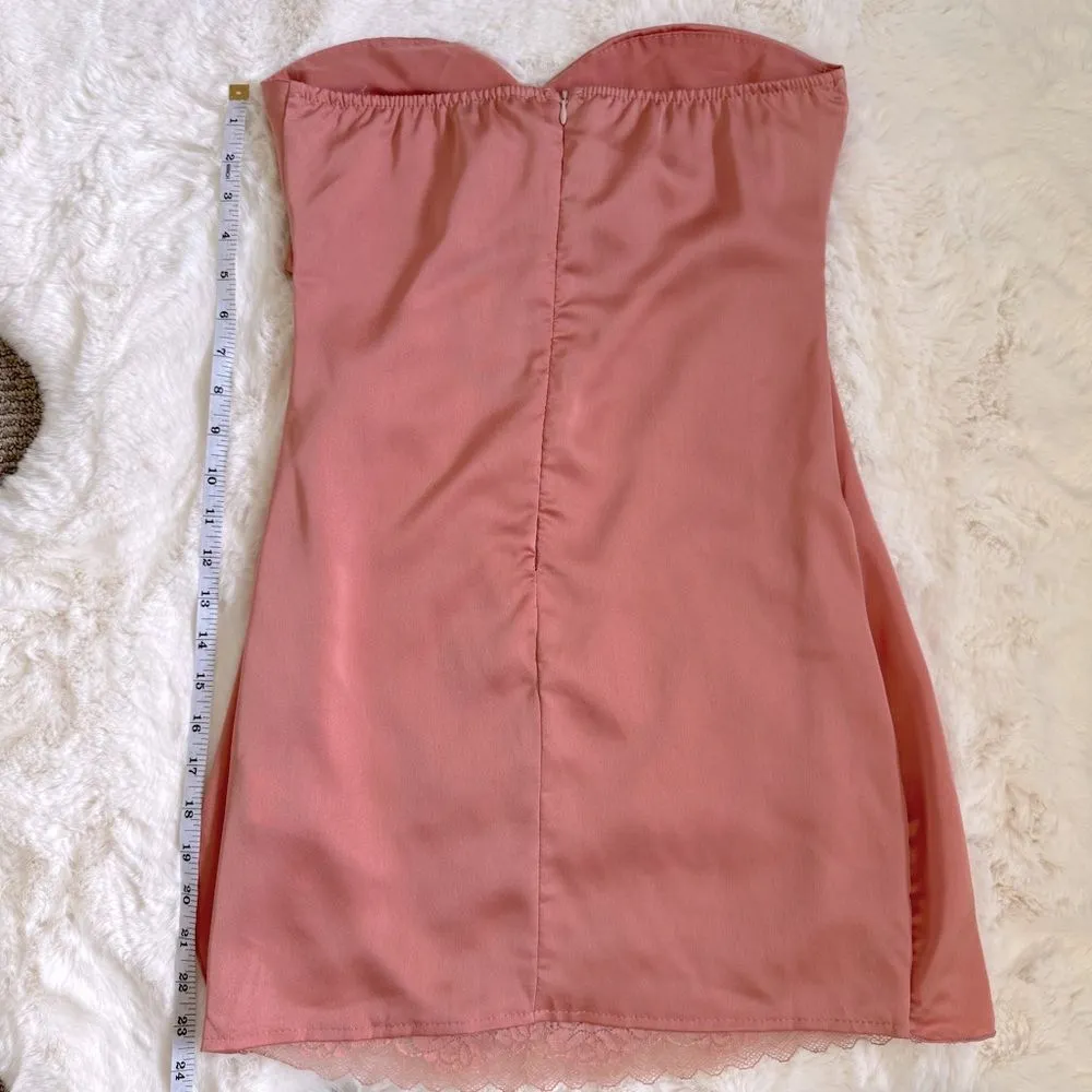 PLT Strapless Lace Detail Bandeau Mini Dress 4 - Rose Pink - Image 4