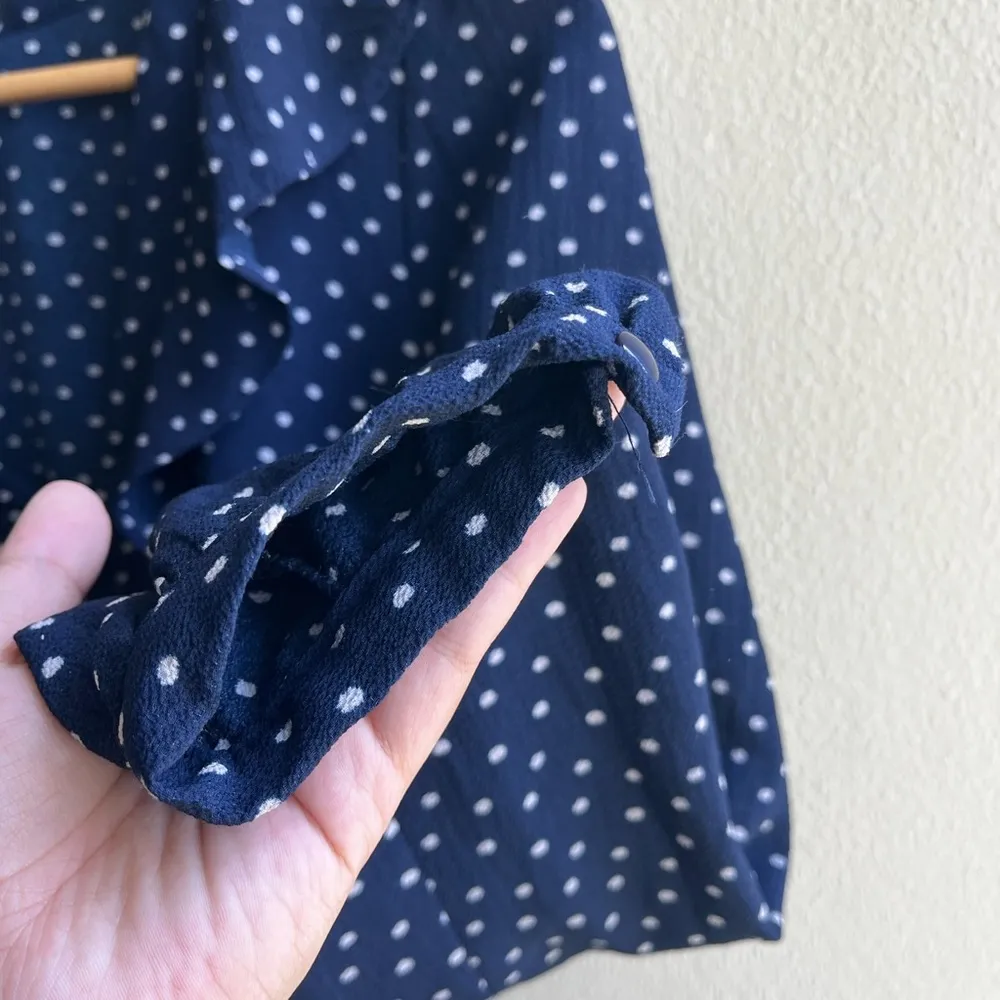 Aqua blue and white polka dot long sleeve top - Image 3