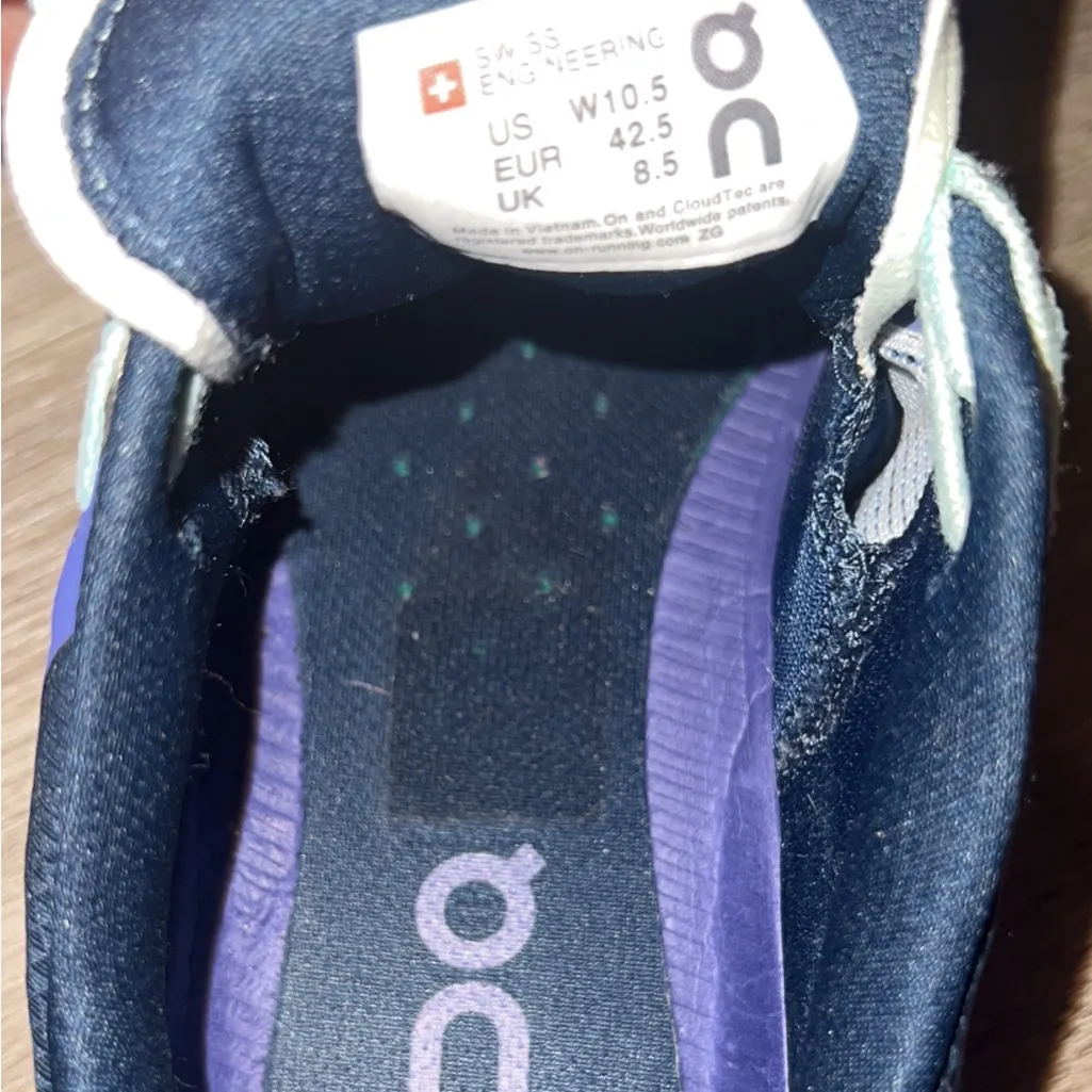 On Cloudflow Womens Blue Green White Trail Running Hiking Shoes Sz US W 10.5 Purple - Image 5