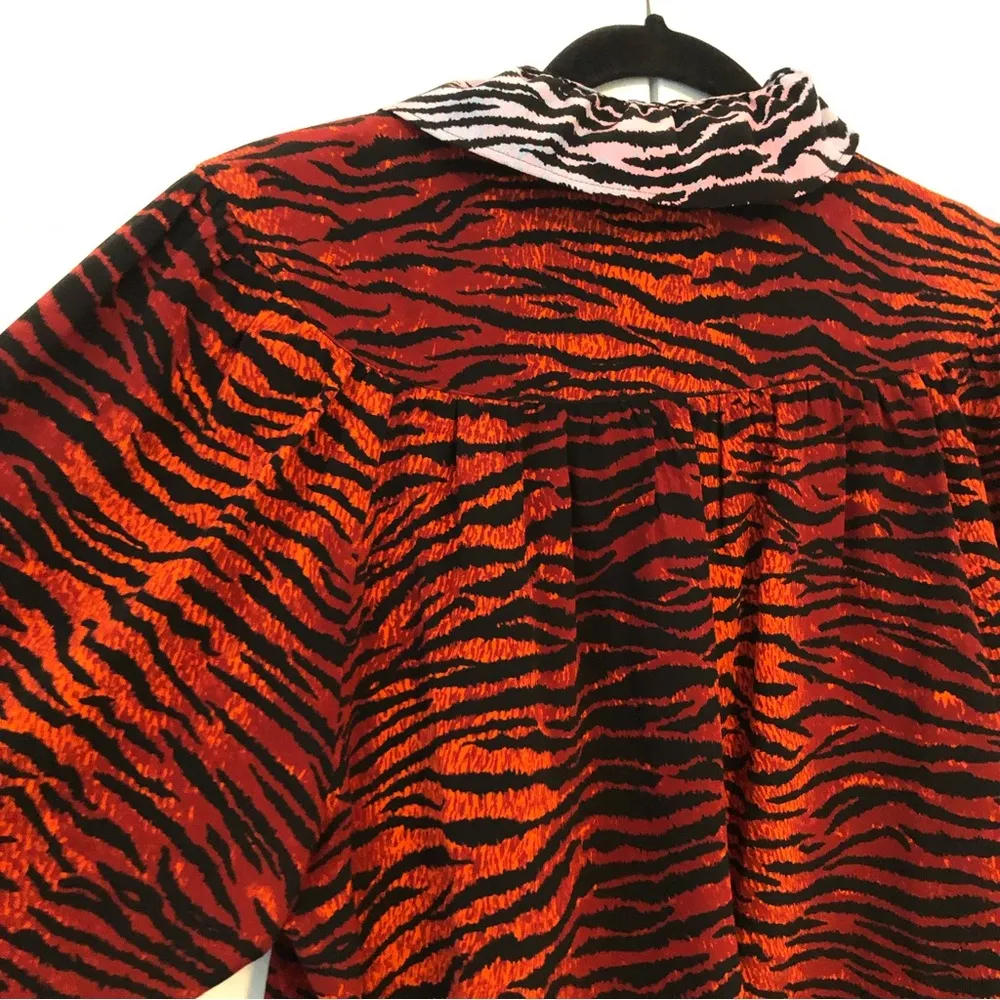 KENZO x HM The Wild Card Silk Top. Long Sleeve Tiger Stripe Blouse Size 10 - Image 9