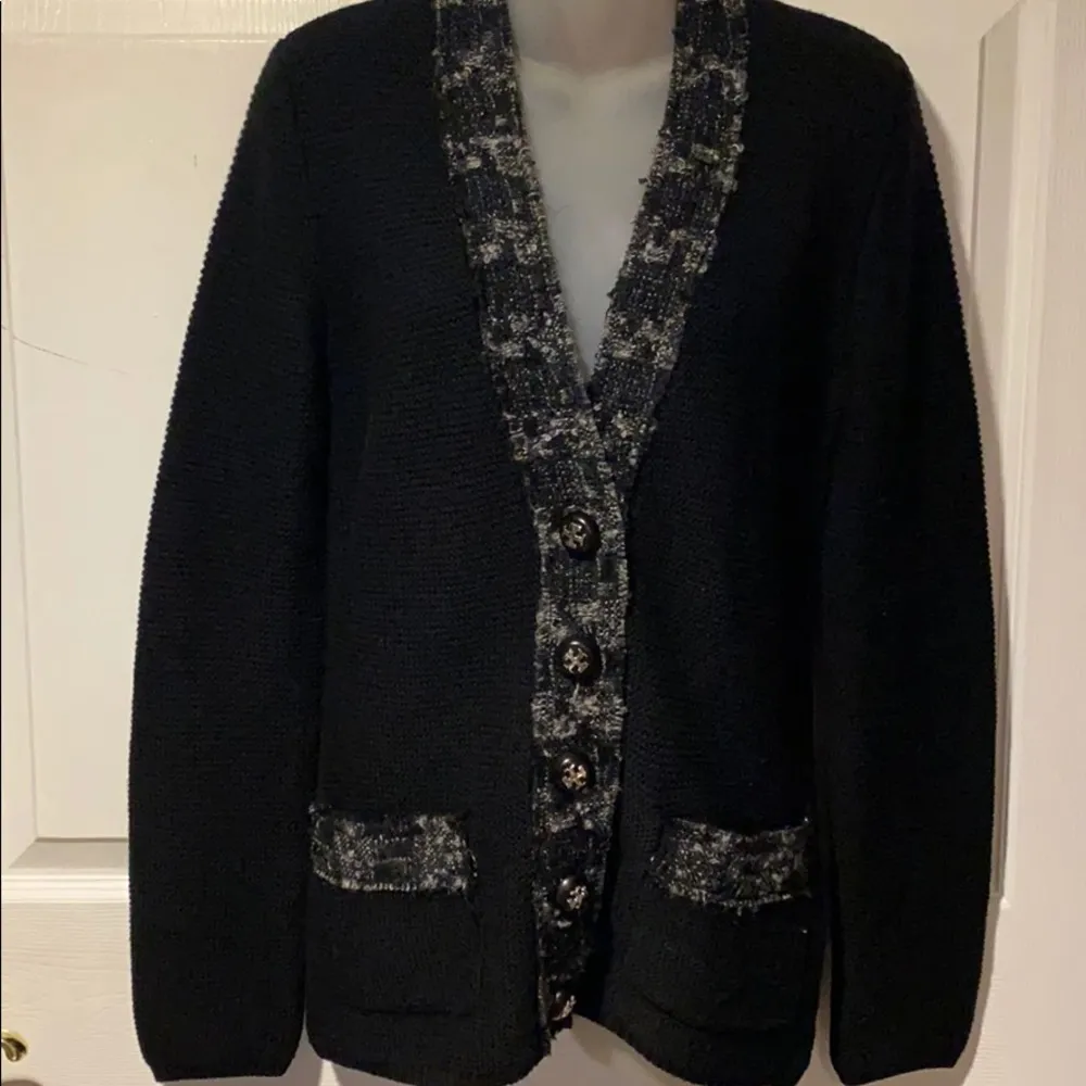 Tory Burch Black Tweedy Trim Aurele Cardigan S NWT - Image 5