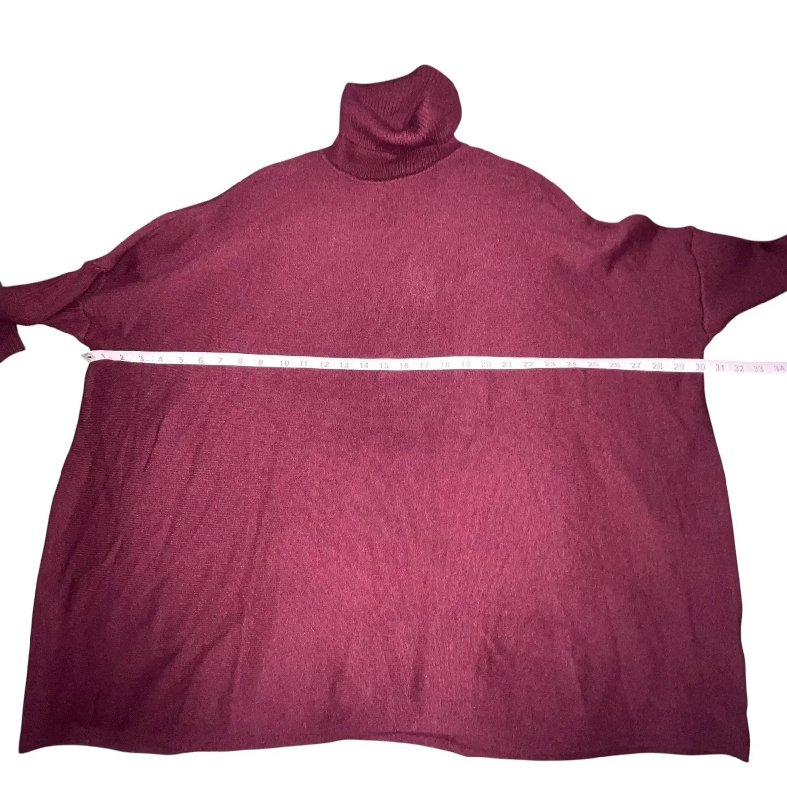 Joseph A. Women's Large Port Red Ribbed Trim Turtleneck Pullover Sweater Boxy - Image 6