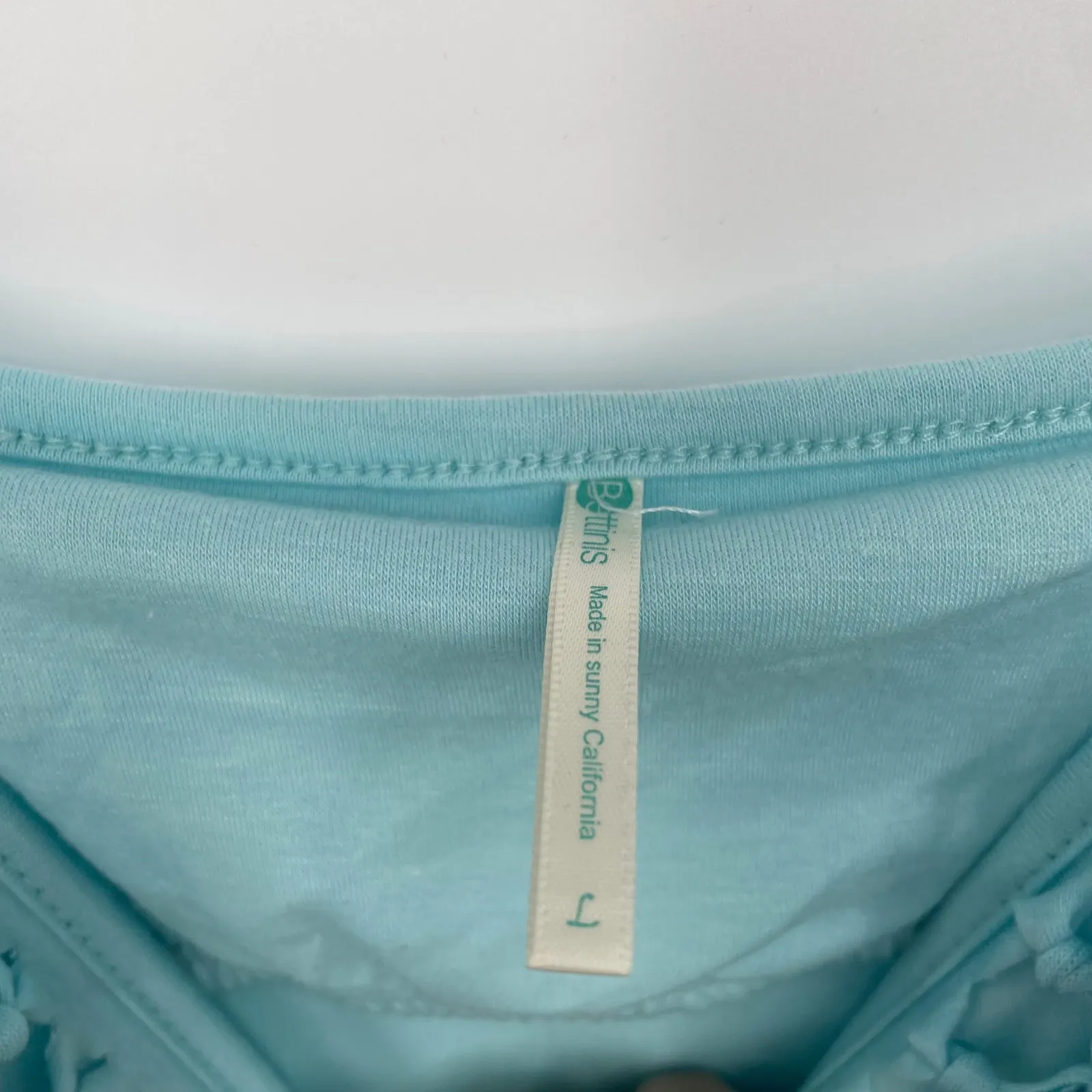 Bonsai California Maxi Dress Boho Fringe Spaghetti Strap Turquoise Blue Size L Size L - Image 3