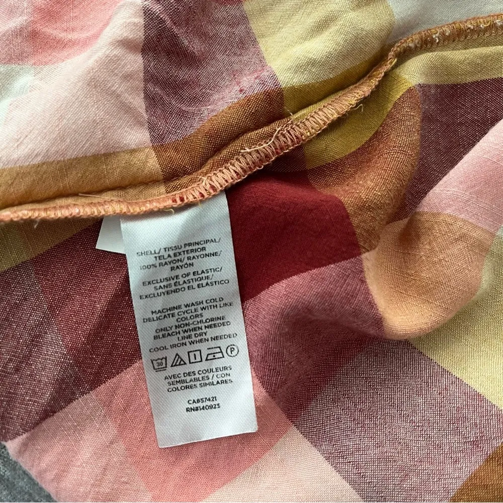 Loft Plaid Square Neck Babydoll Dress Strawberry Blossom, Sz S - Image 13