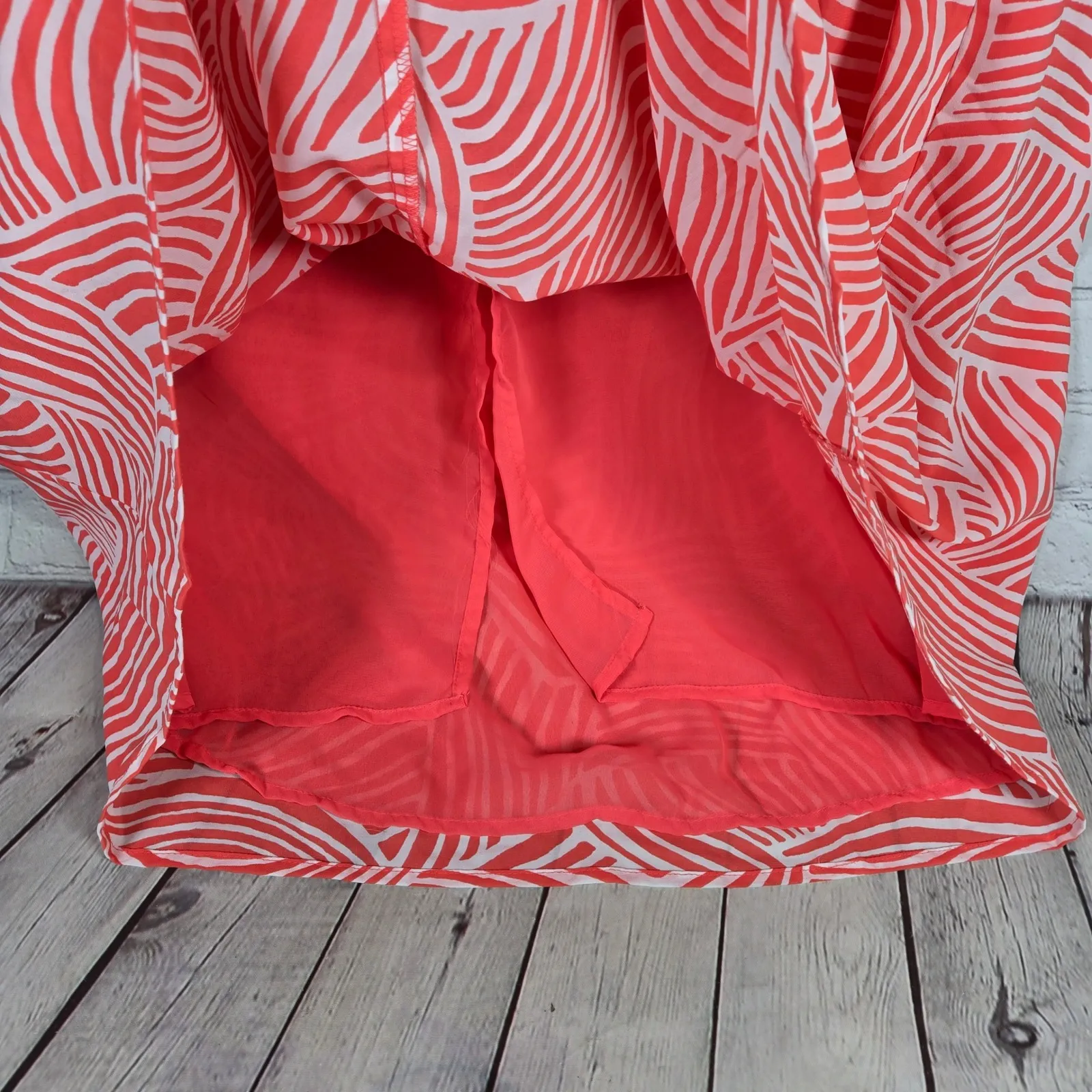 Old Navy Womens Maxi Strapless Tube Dress Coral White Abstract Print Size M - Image 7