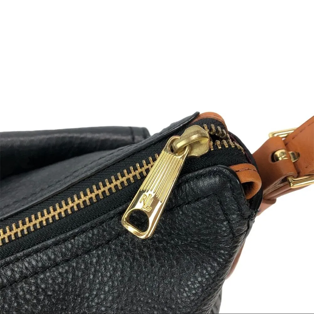 Lauren by Ralph Lauren "Asher" Hobo Black Tumbled Leather Shoulder Bag - Image 4