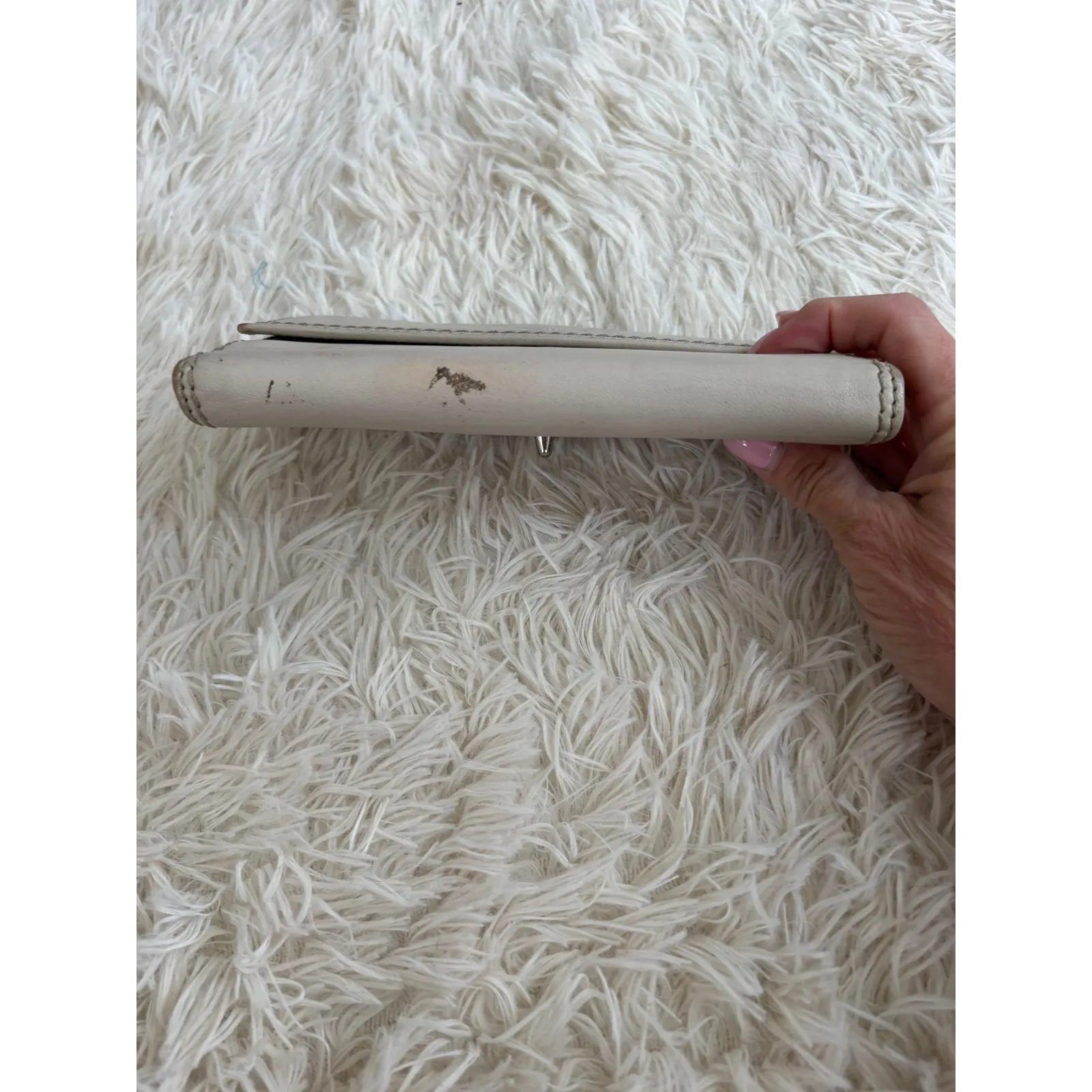 Vintage Coach Beige Leather Turnlock Wallet Clutch Foldover Billfold Card Holder - Image 4