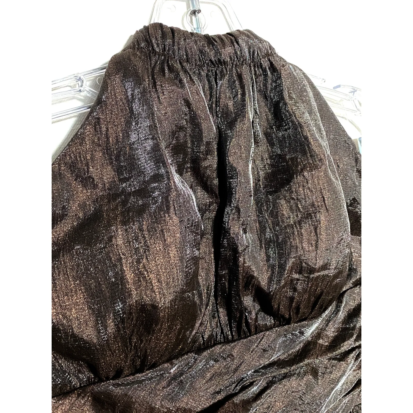 Adrianna Papell Boutique Halter Dress 2 Metallic Whimsigoth Grunge Prom Formal - Image 4