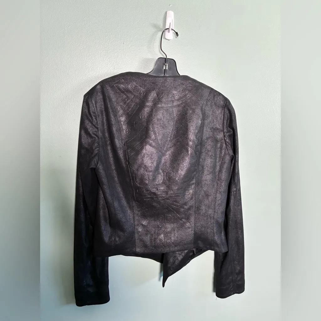 SW3 Bespoke Black Faux Leather Punk Rock Asymmetrical Casual Party Jacket Sz M Size M - Image 4