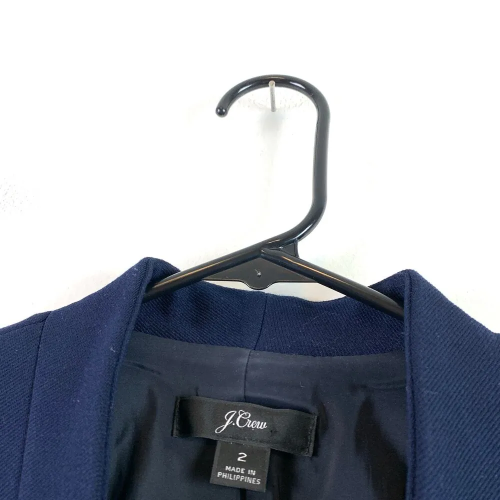 J. Crew Going-Out Open Front Blazer Suit Jacket Stretch Twill Navy Blue Size 2 - Image 5