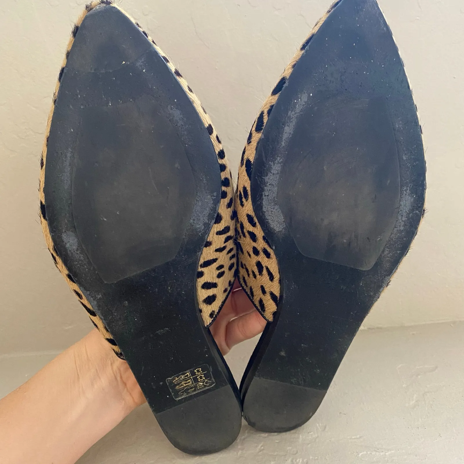 Jenni Kayne Pony Hair Mules Womens Size 41 10 Slip On Shoes Leopard Animal Print - Image 4