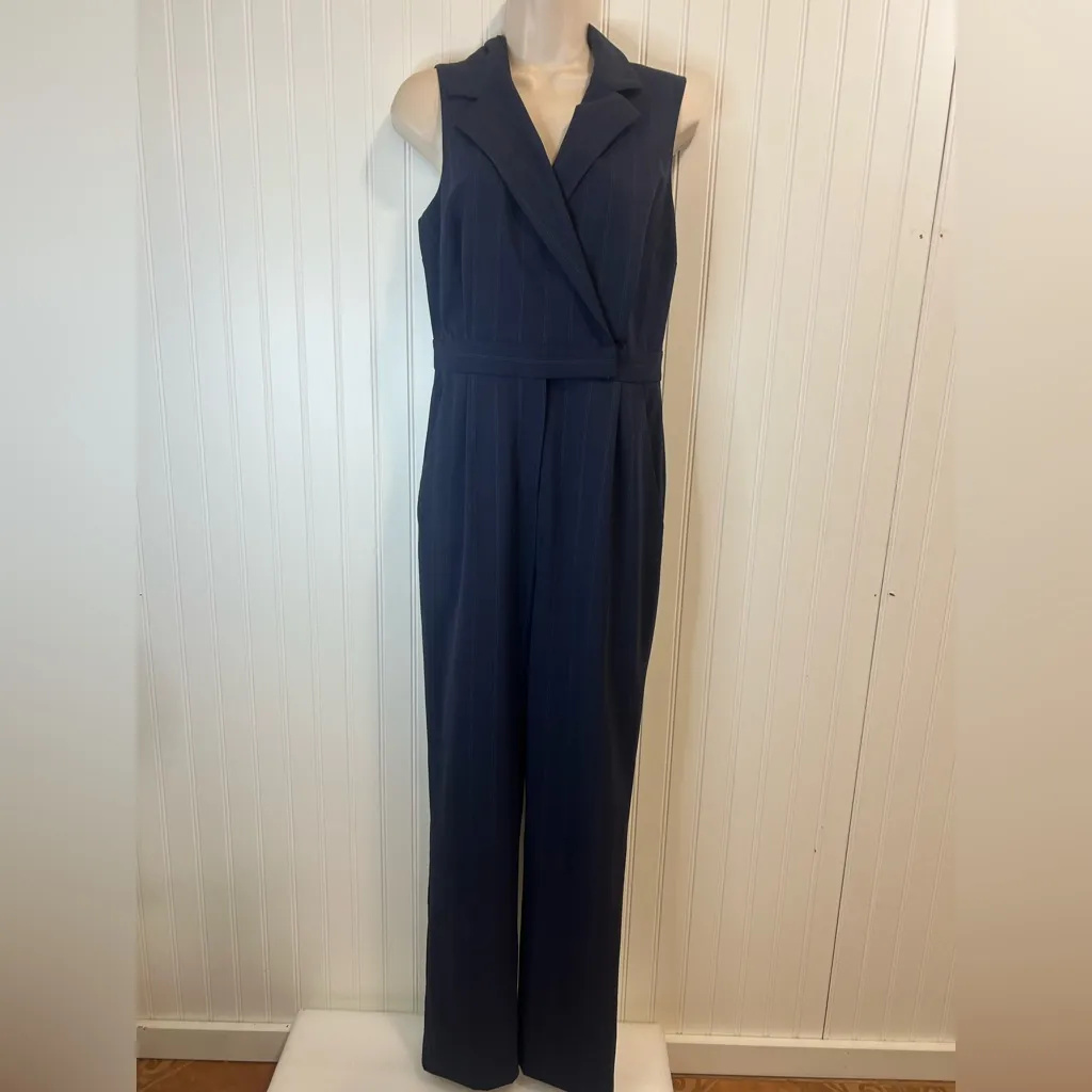 ANTONIO MELANI Dark Blue Striped Jumpsuit - Image 3