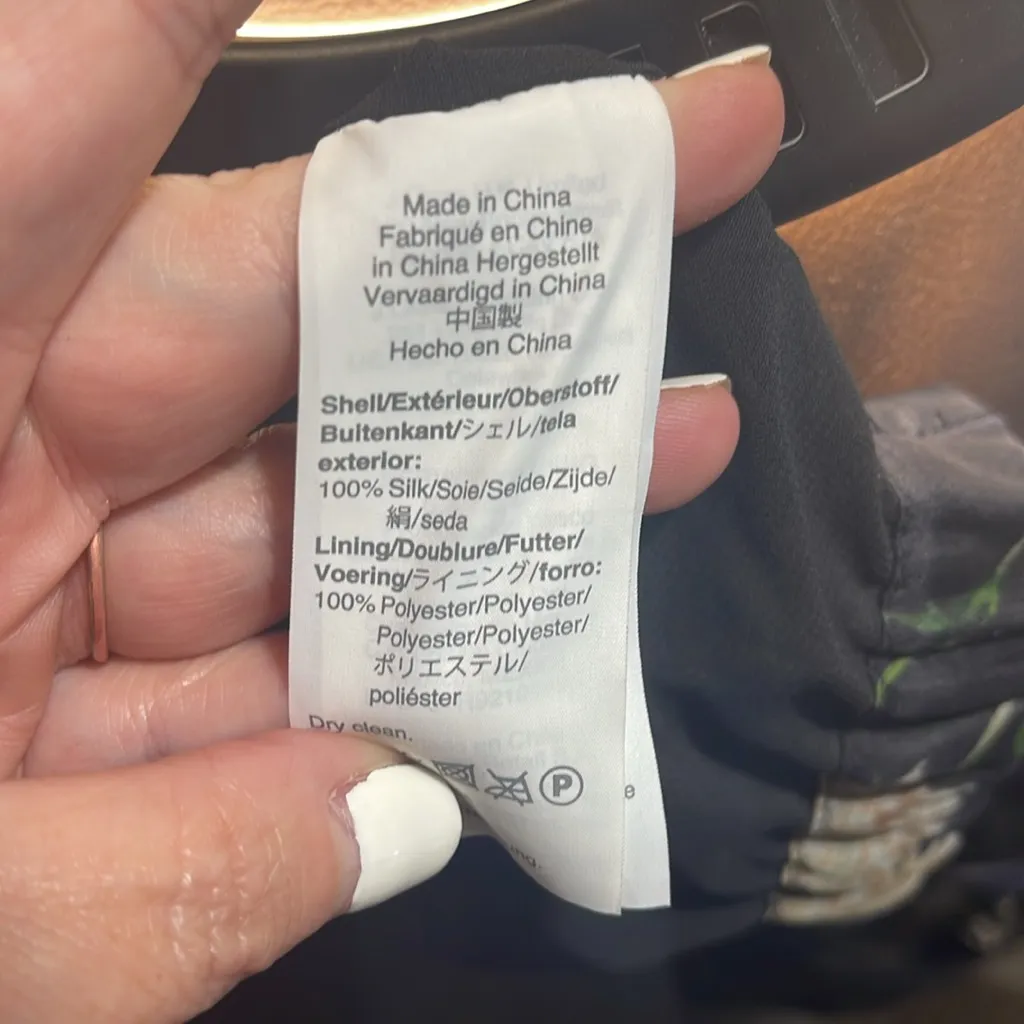 Madewell Silk Organza Puff-Sleeve Wrap Top in Aster Portrait‎ Black Size M - Image 6