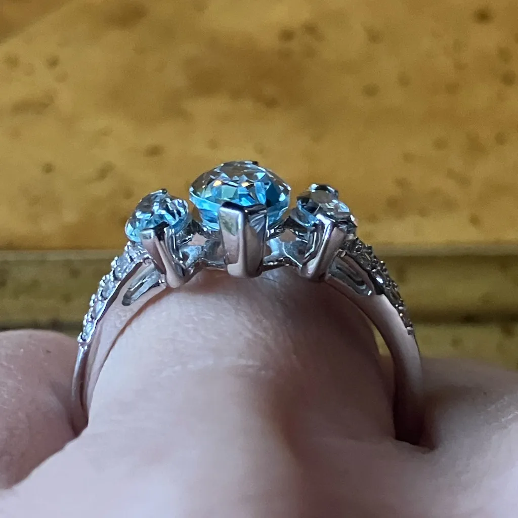 Sky Blue Topaz Sterling Silver Ring Size 8 - Image 2