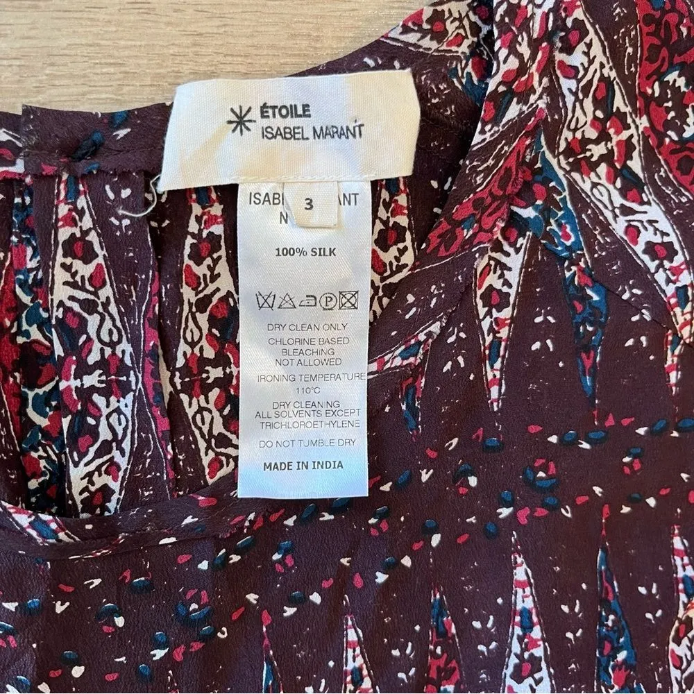 Etoile Isabel Marant Reilly Draped Front Silk Purple Red Dress Size 3/L - Image 5
