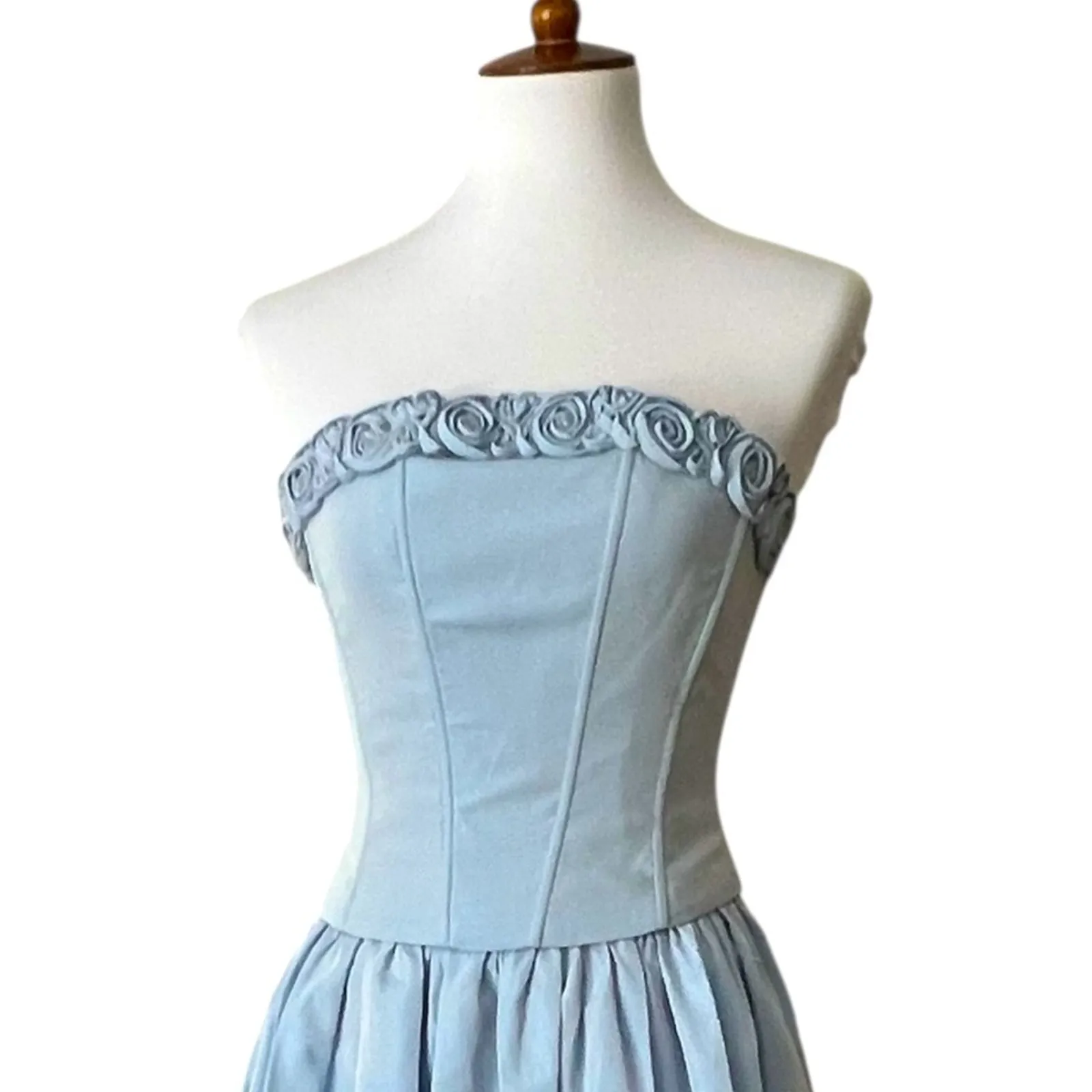 Vintage Mcclintock XS Gunne Sax Dress Strapless Formal Gown Holiday Party RARE Blue - Image 2