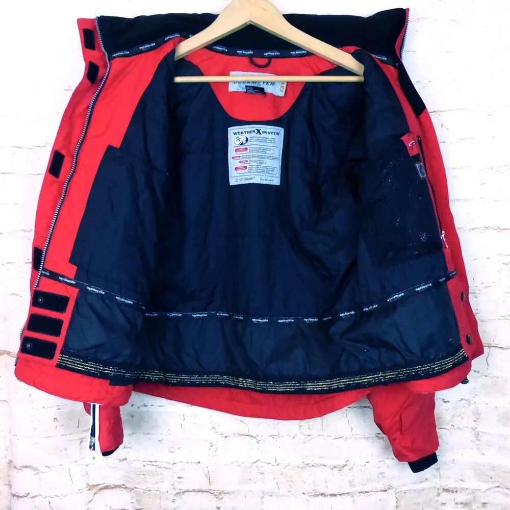 Obermeyer VTG Ski Jacket Women 10 Red White Velocity Hydro Block Hooded Gorpcore - Image 13