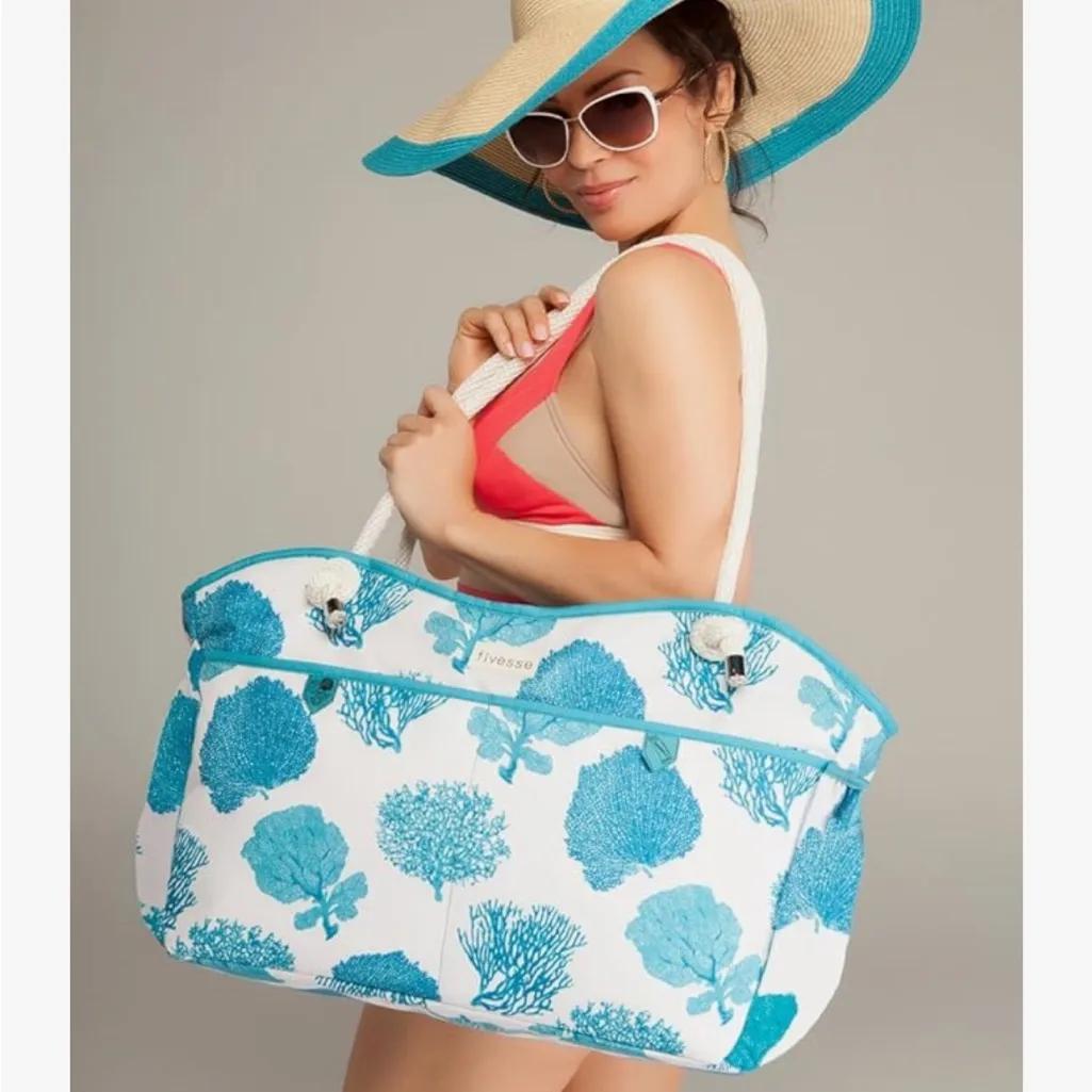 Large 20" Waterproof Beach Bag Blue - Image 6