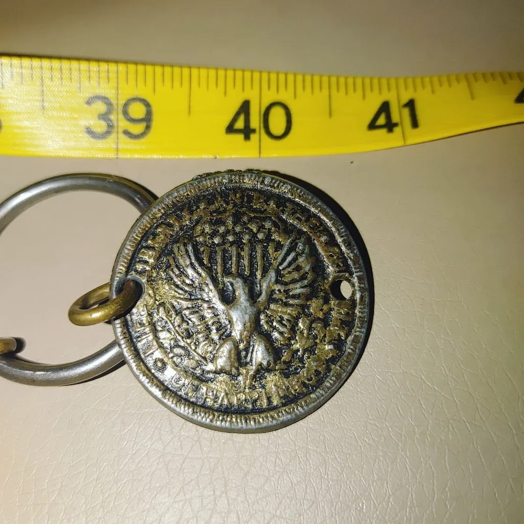 Coin Medallion Belt 40 Inch Adjustable Vintage Linked 2 Inch Rings Eagle Winged Gold - Image 4