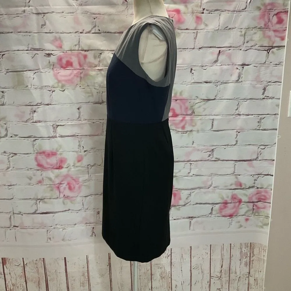 The Limited Women's Sleeveless Colorblock Blue/ Grey/ Black Sheath Dress Size 8 - Image 6