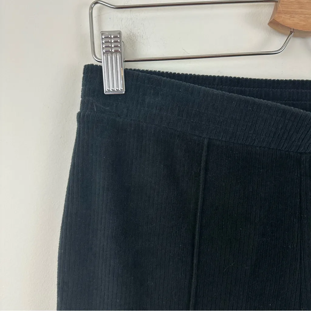 Aerie Black Seamed Ribbed Flare Leg Elastic Waist Pants Size Medium Short - Image 3