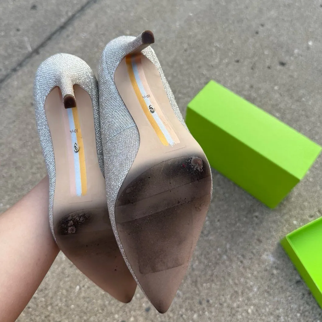 Sam Edelman Hazel Pointed Toe Pump Champagne Gold mesh - Image 7