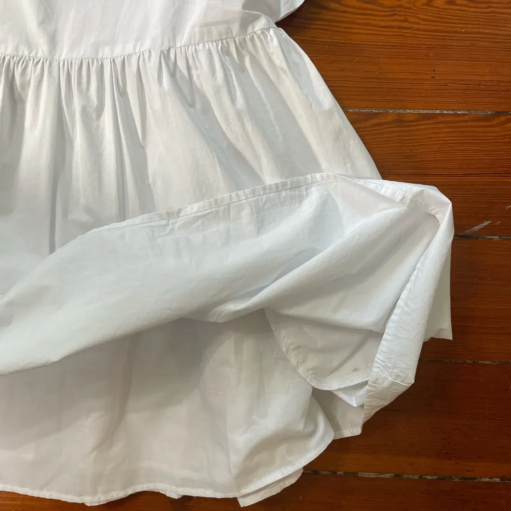 English Factory Babydoll Tiered Ruffle Mini Dress in Optic White w/Pockets~ L - Image 13