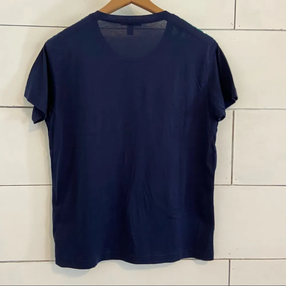 J.Crew Navy with Green Lace Tee Shirt. Size Small.  EUC - Image 4