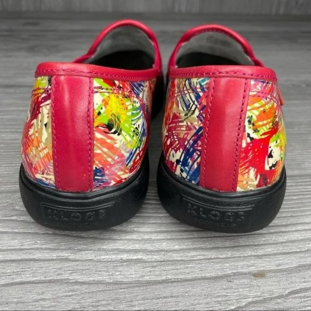 Firework paint splatter design klogs clogs flat shoes work slip resistant slip o Red Size 8 - Image 3