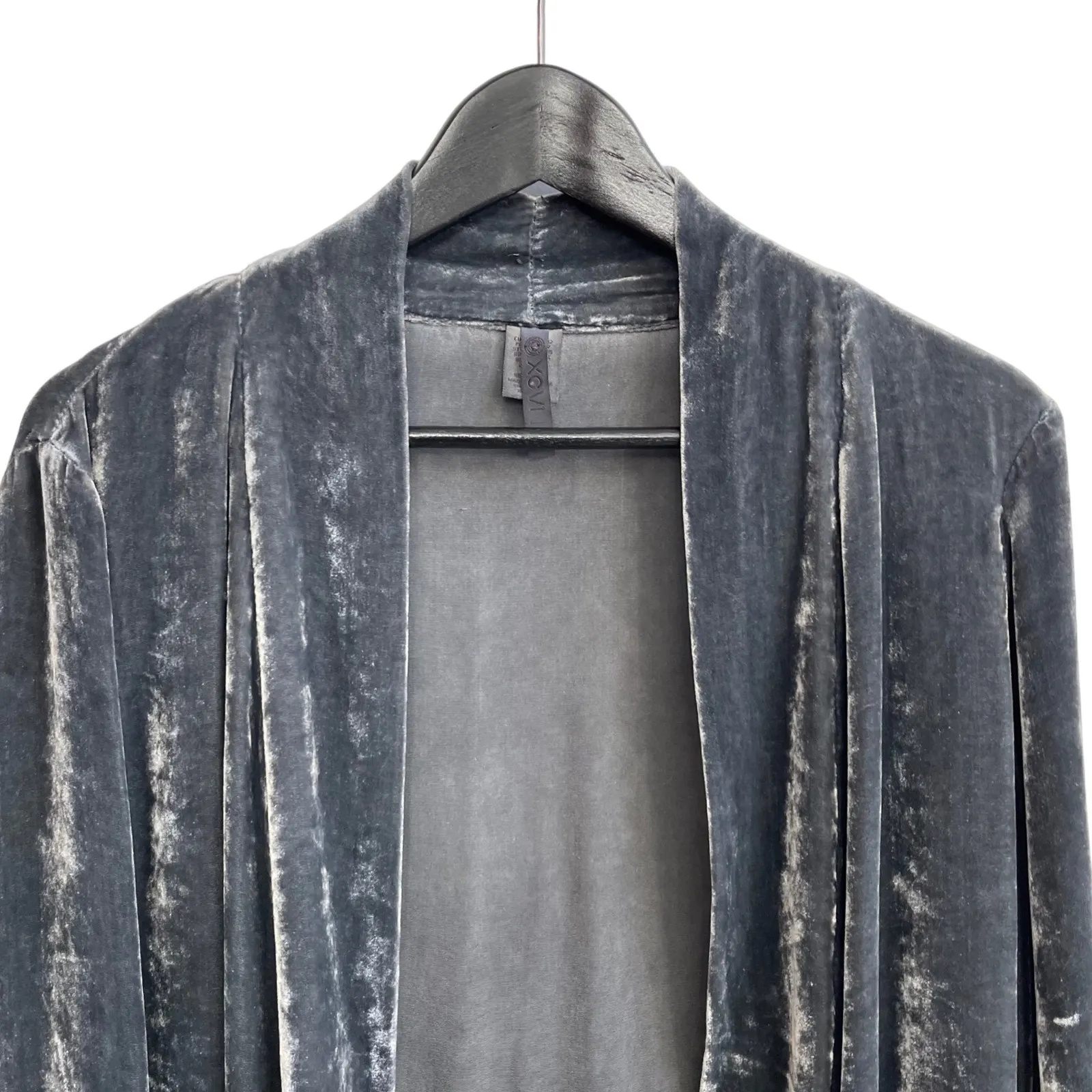 XCVI Women's Velvet Open Front Cardigan Jacket Silvery Gray Medium - Image 5