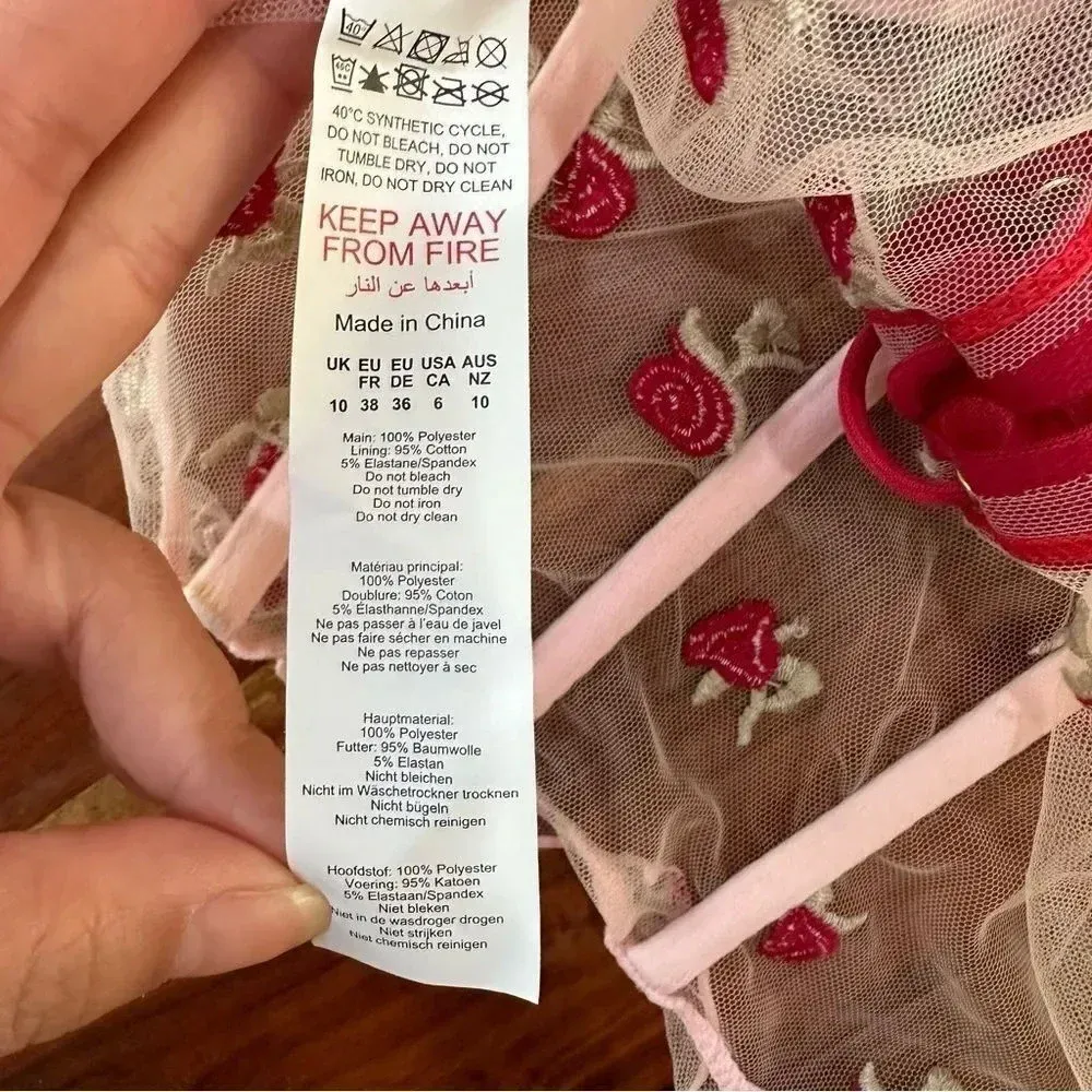 NASTY GAL Rose Embroidered Corset Ruffle Lingerie Size US 6/UK‎ 10 - Image 4