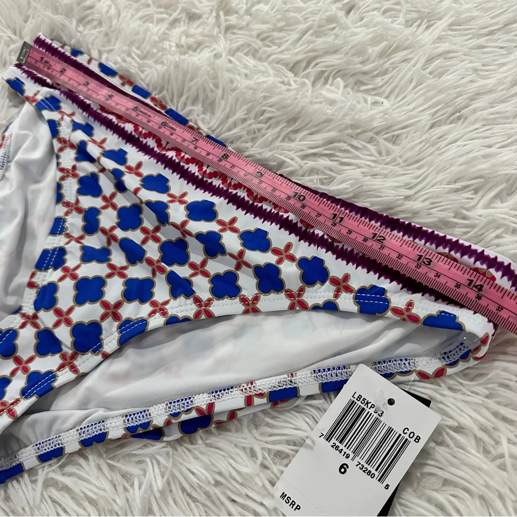 NWT La Blanca Mosaic Tile Blue and Red Geometric Bikini Bottom Size 6 - Image 11