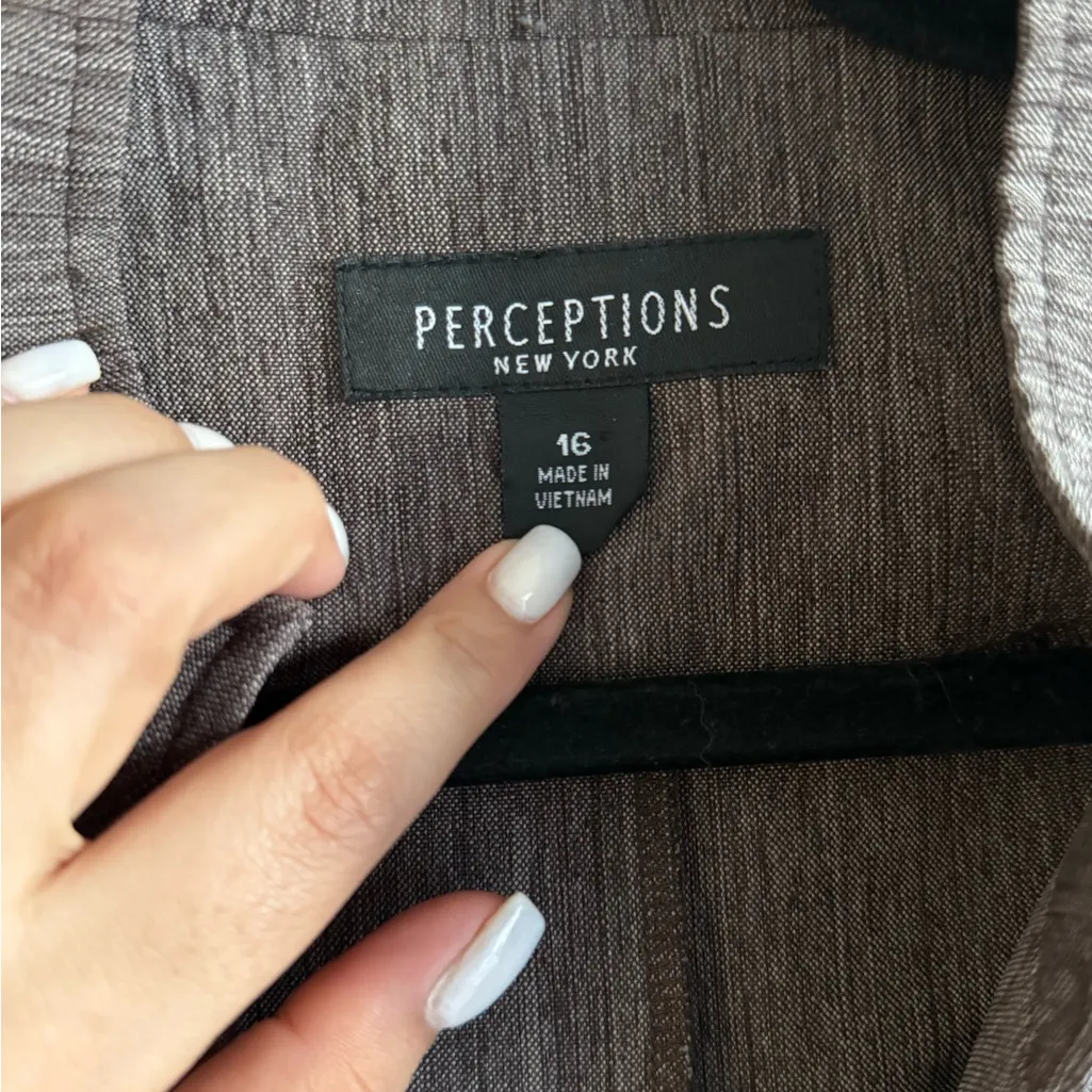 Perceptions Vintage Brown Blazer Relaxed Fit Suit Jacket Size 16 - Image 4