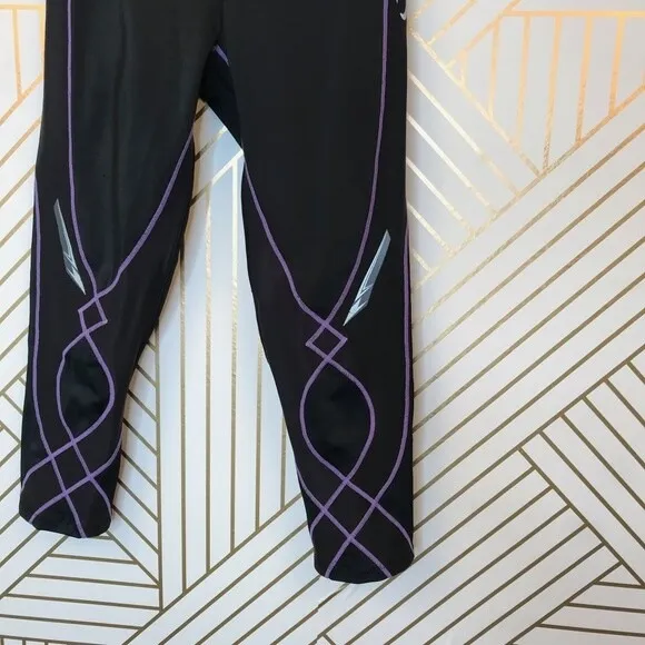 CW-X Stabilyx 3/4 Length Tight Compression Leggings in Black and Purple Size S - Image 4