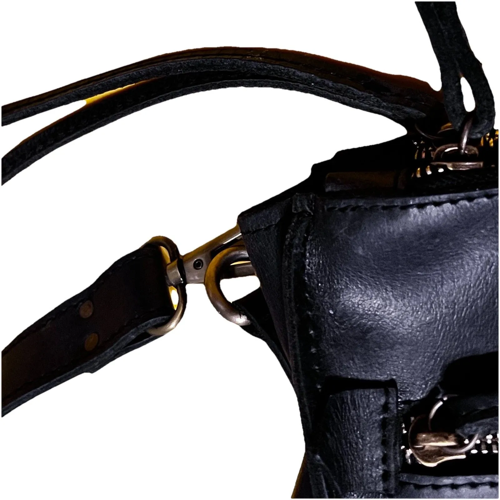 Raven + Lily Ethiopian Leather Crossbody Purse Tote Bag Black Artisan Made EUC - Image 14